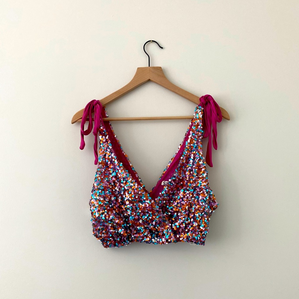 Free People Multicolored Sequin Top - image 1